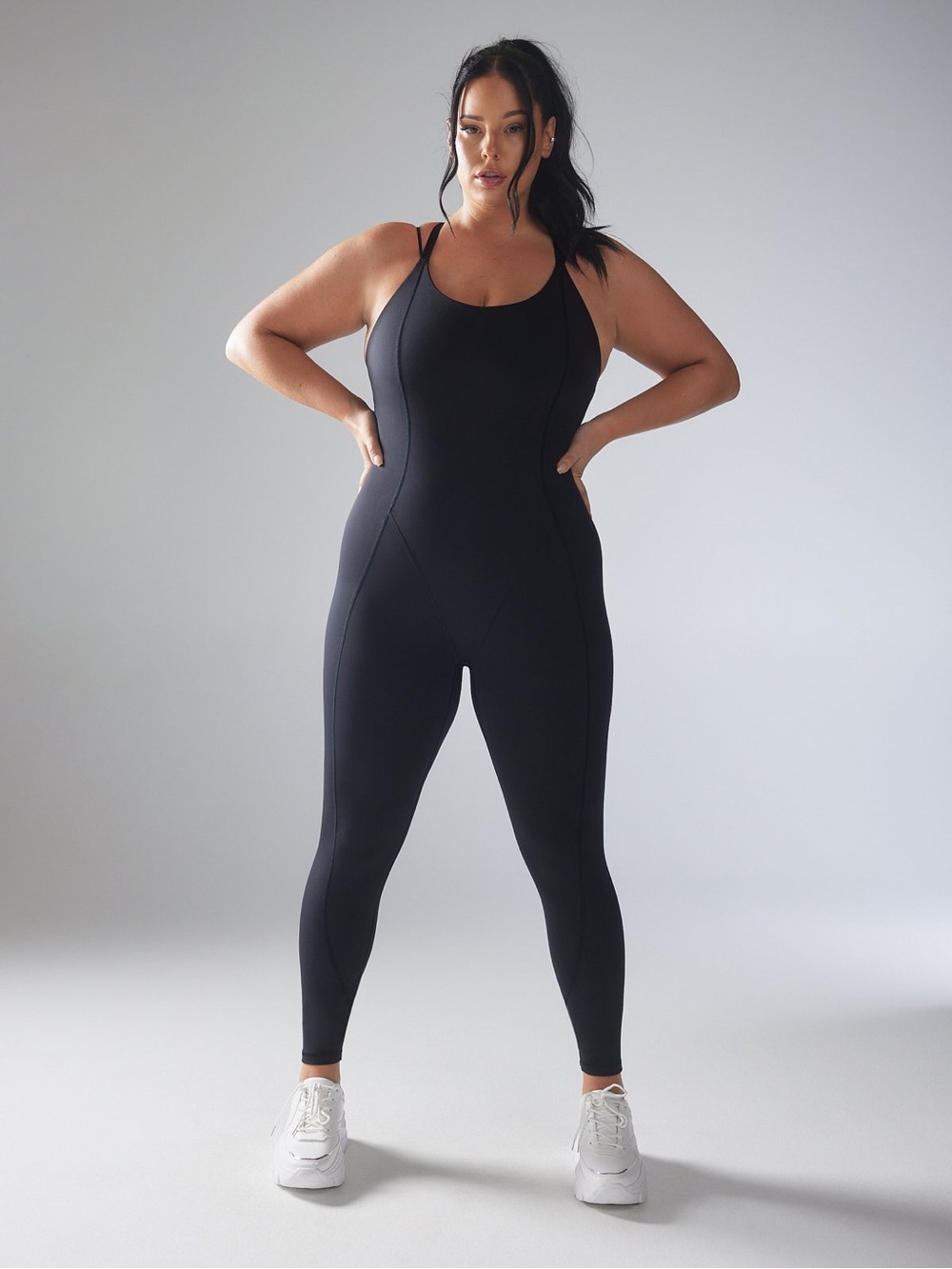 Savage X Fenty Black caviar Athletic CURVE ALERT JUMPSUIT size Large